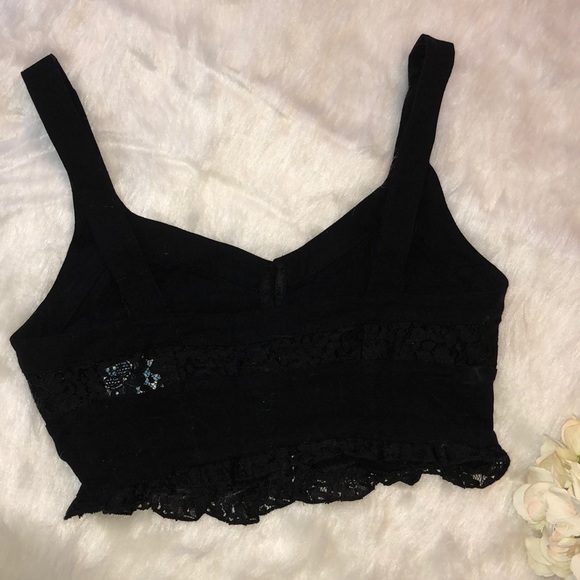 Free People Here I Go Black Lace Ruffle Bralette - Picture 2 of 8